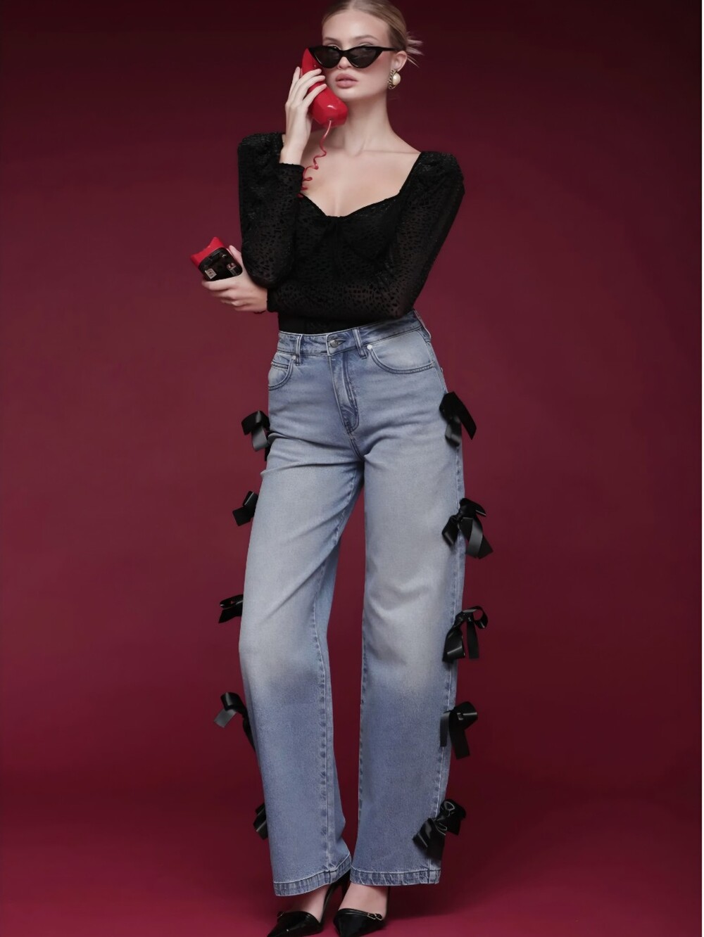 High Waist Jean With Bow Detail